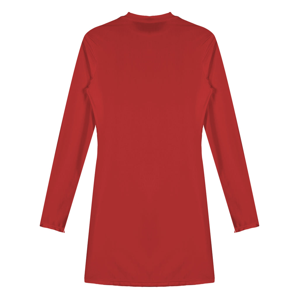 Women's  Solid Color Smooth Stretchy Mock Neck Tight Party Dresses Female Dresses Glossy Long Sleeve Bodycon Dress Nightwear