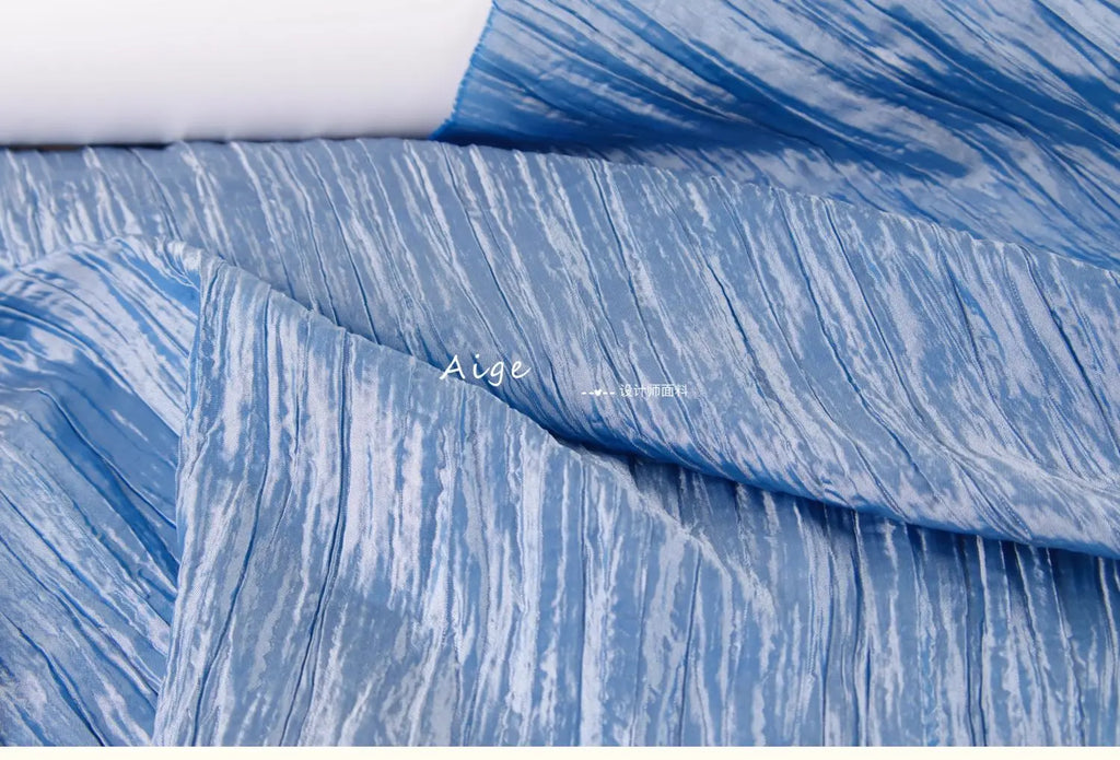 Irregular Pleated Fabric Glossy By Meters for Dress Skirt Shirt Windbreaker Diy Sewing Designer Cloth Soft Comfortable Plain Red