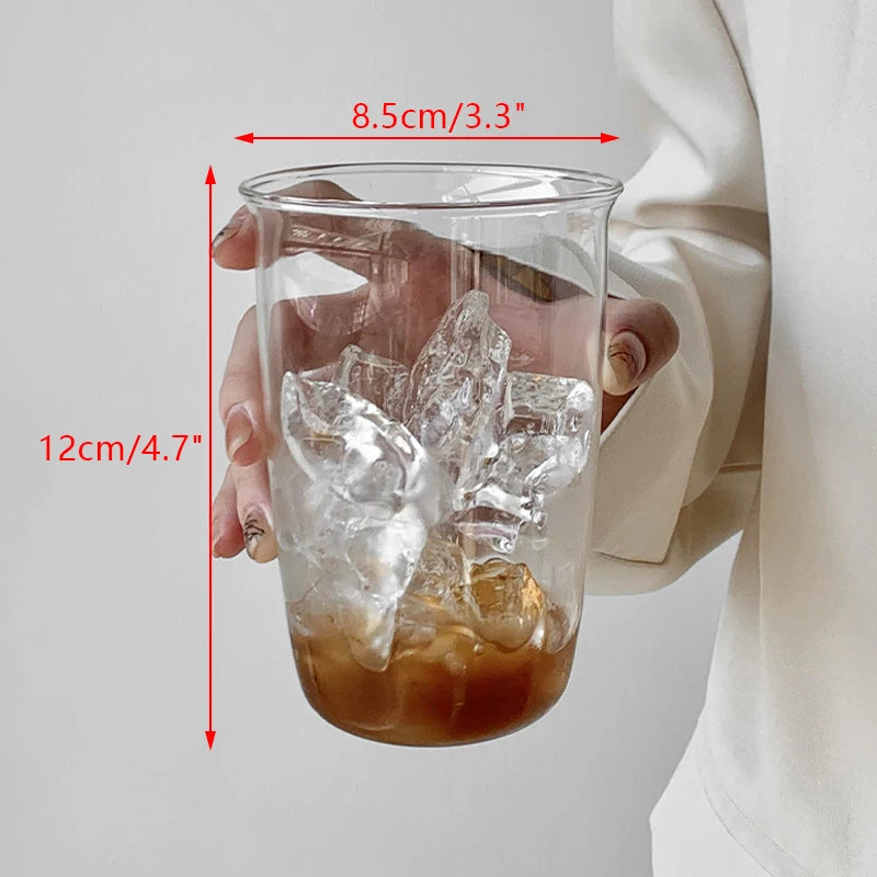 Functional Glass Coffee and Latte Cups, Transparent Milk and Juice Mugs, Simple Household Drinkware, Coffeeware Water Bottles.
