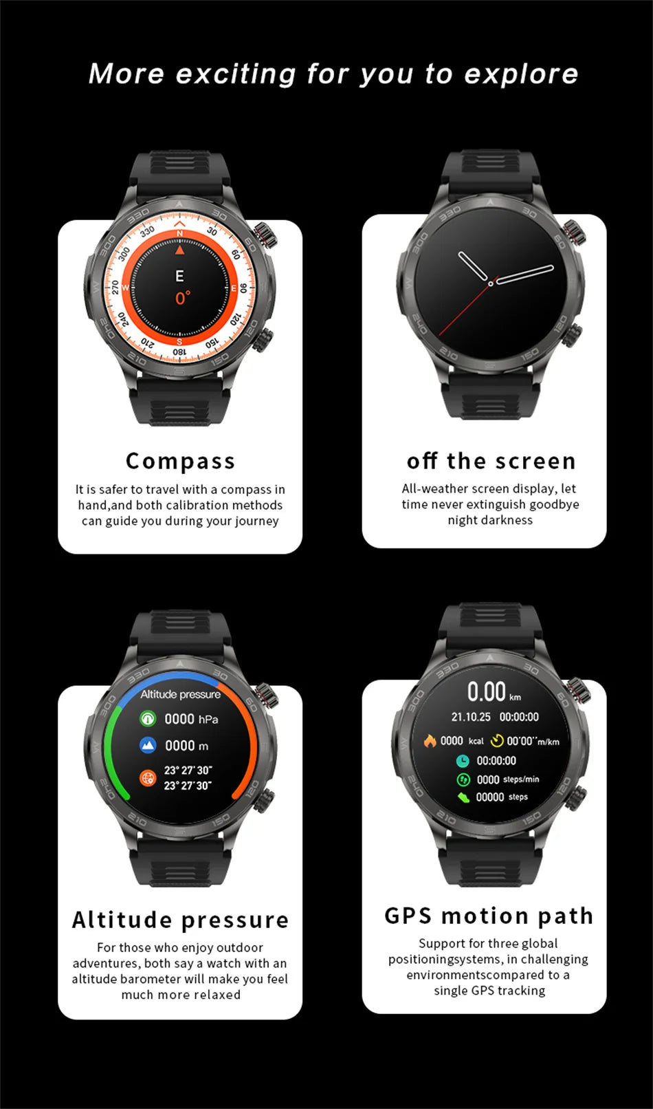 New GPS Track Smart Watch Men AMOLED HD Screen Outdoor Sports Fitness Heart Rate NFC IP68 Waterproof Bluetooth Call Smart Watch
