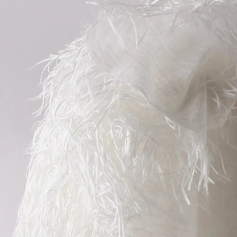 Feather Fringe Jacquard Fabric for Fashion Designers Handmade Diy Accessories By The Yard