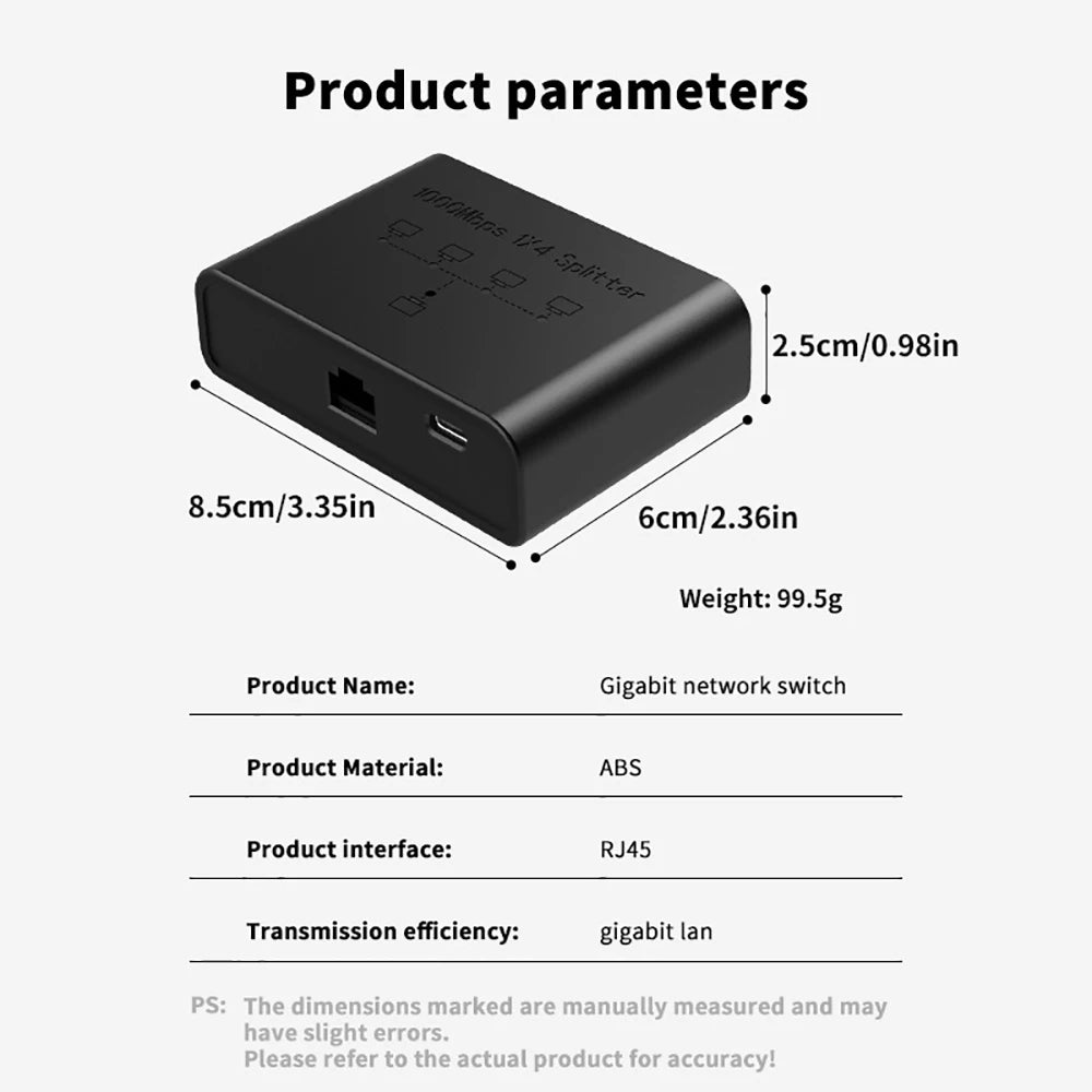 1 To 4 1000Mbps Gigabit Network Splitter Cable Expander Network Switch Ethernet