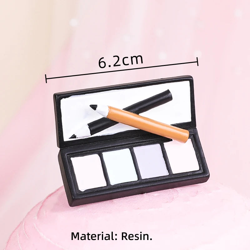 Lovely Girls Birthday Party Cosmetics Cake Toppers Lipstick Perfume Bottle Eyeshadow Box For Lady Mom Cupcake Decor Supplies Set