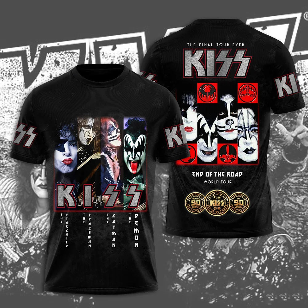 Rock Band Kiss T-shirts 3D Printing T Shirt Summer Men Women Funny Hip hop Short sleeve O-neck Tee Shirt Street Cosplay Clothing