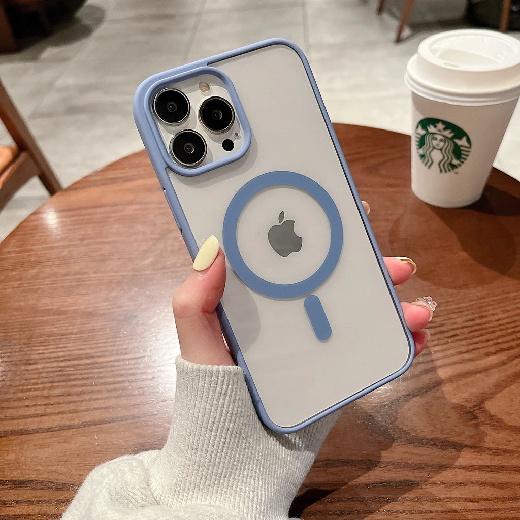 Colorful Transparent For Magsafe Magnetic Wireless Charging Case for iPhone 15 14 13 12 11 Pro Max Mini XS XR Hard Acrylic Cover