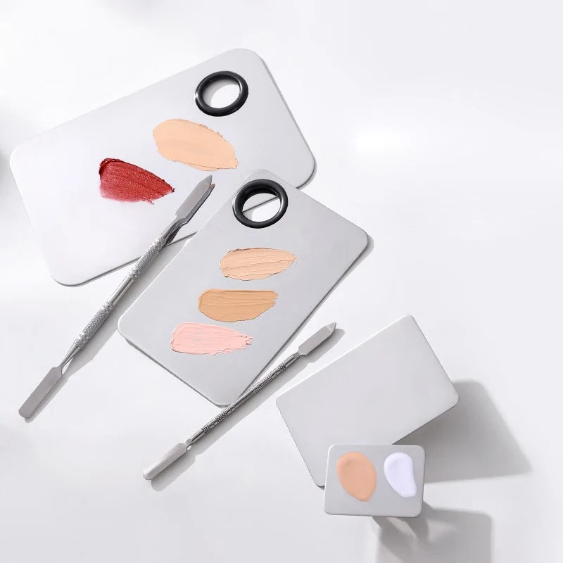 Liquid Foundation Palette Makeup Palette Tray Lipstick Make Up Stainless Steel Ring Makeup Blend Foundation Spatula Palette Tool