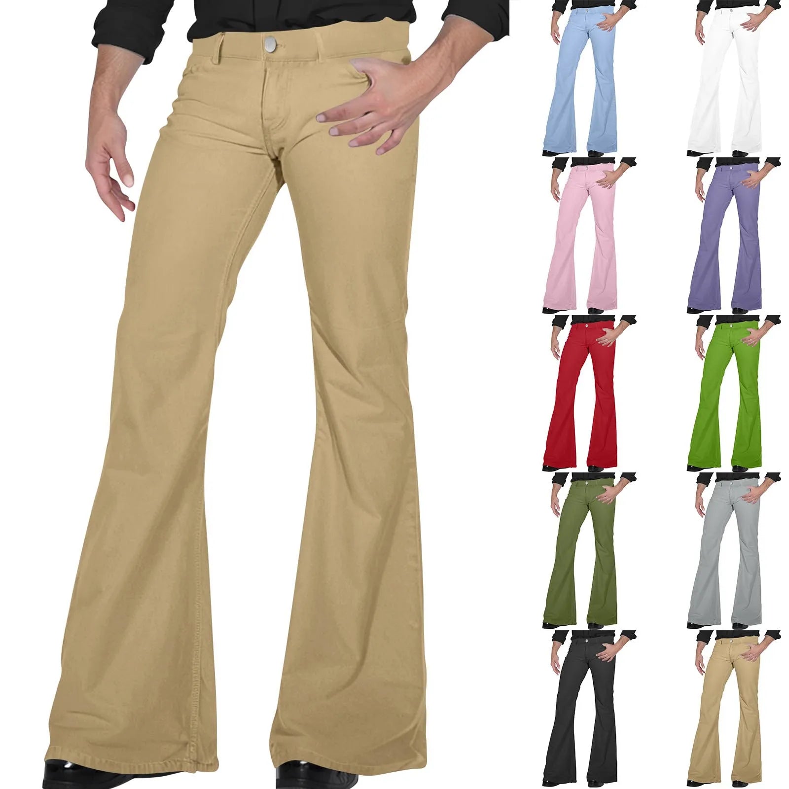 Men's fashion Retro Disco Flared Pants Loose Stretch Vintage Trousers Fit Flared Comfortable Retro Stretch Twill Men's Trousers