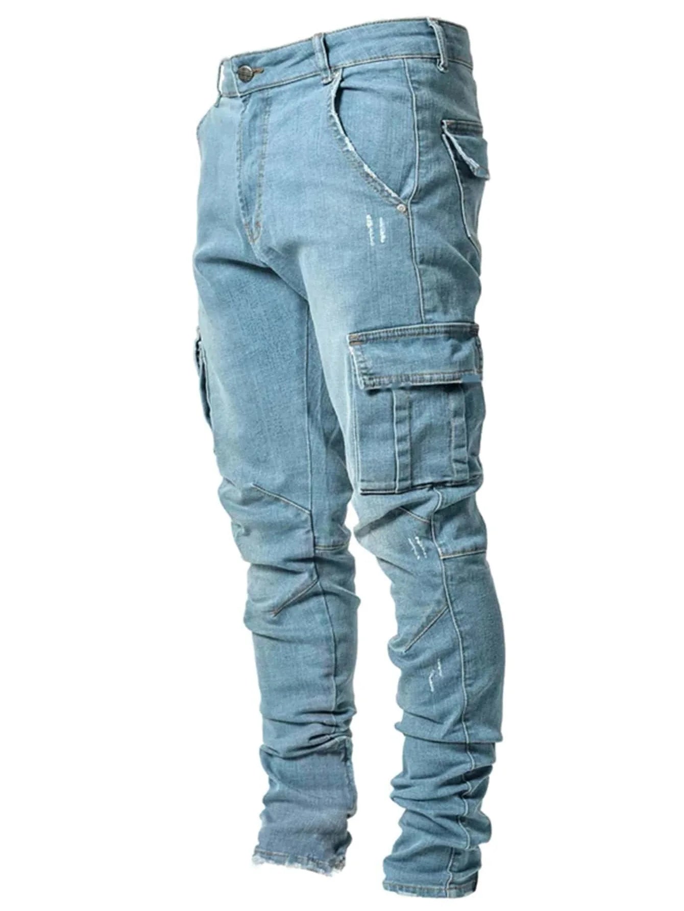 Kakan - High-end Slim Elastic Multi-pocket Leg Jeans, New Skinny Jeans K016-MGD8 In Europe and America