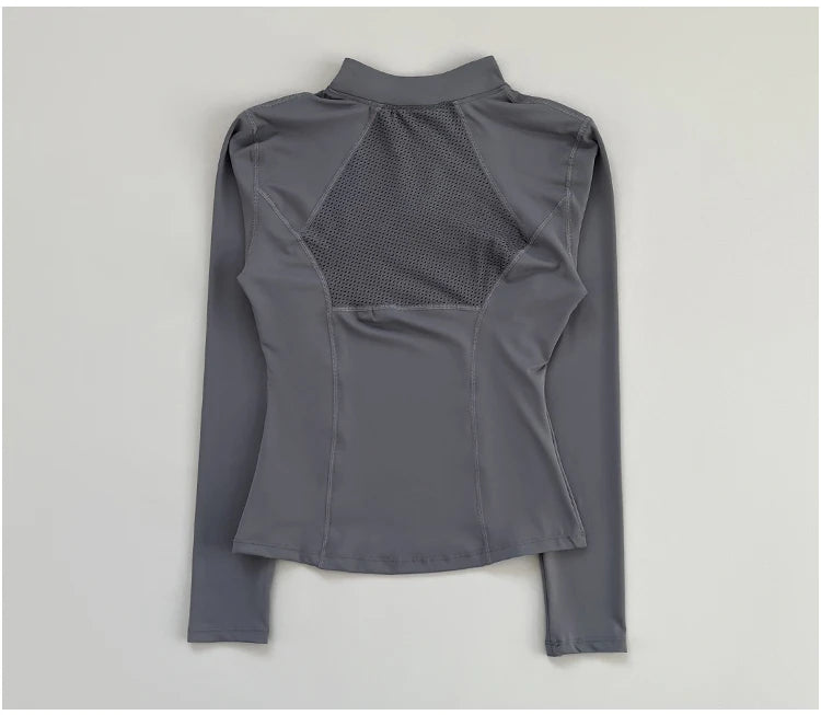 Outdoor running women's sports top Spring and Autumn new yoga suit half zipper slimming fitness training long sleeved women