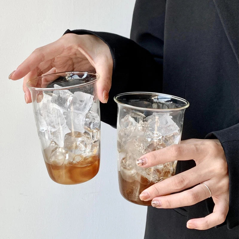 Functional Glass Coffee and Latte Cups, Transparent Milk and Juice Mugs, Simple Household Drinkware, Coffeeware Water Bottles.