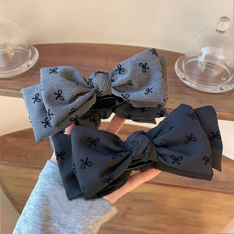 2-piece Elegant Bow Hair Clip for Spring and Summer - Fashionable Fabric Hair Bun and Ponytail Holder Suitable Women and Girls