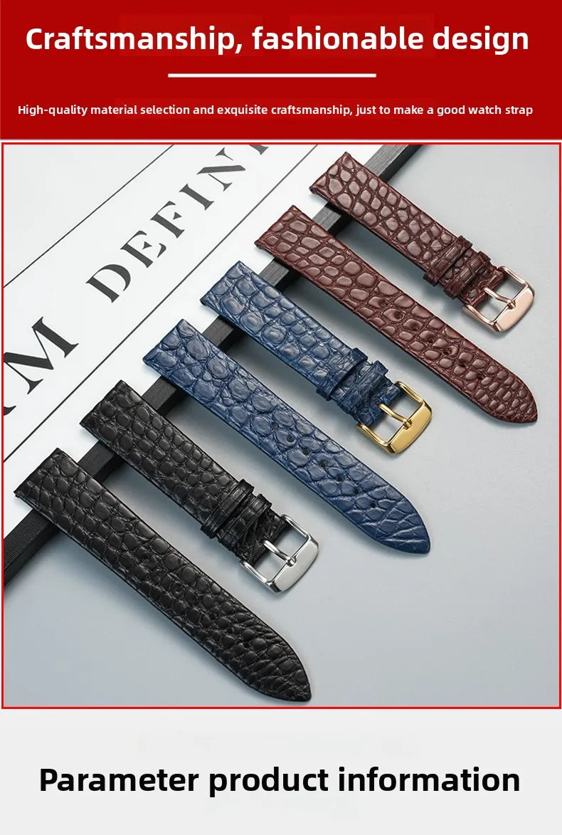 Alligator wacth strap Ultra Thin 12 13 14 15 16 18 20 22mm men women Black Brown Blue Crocodile Leather watchband For any brands