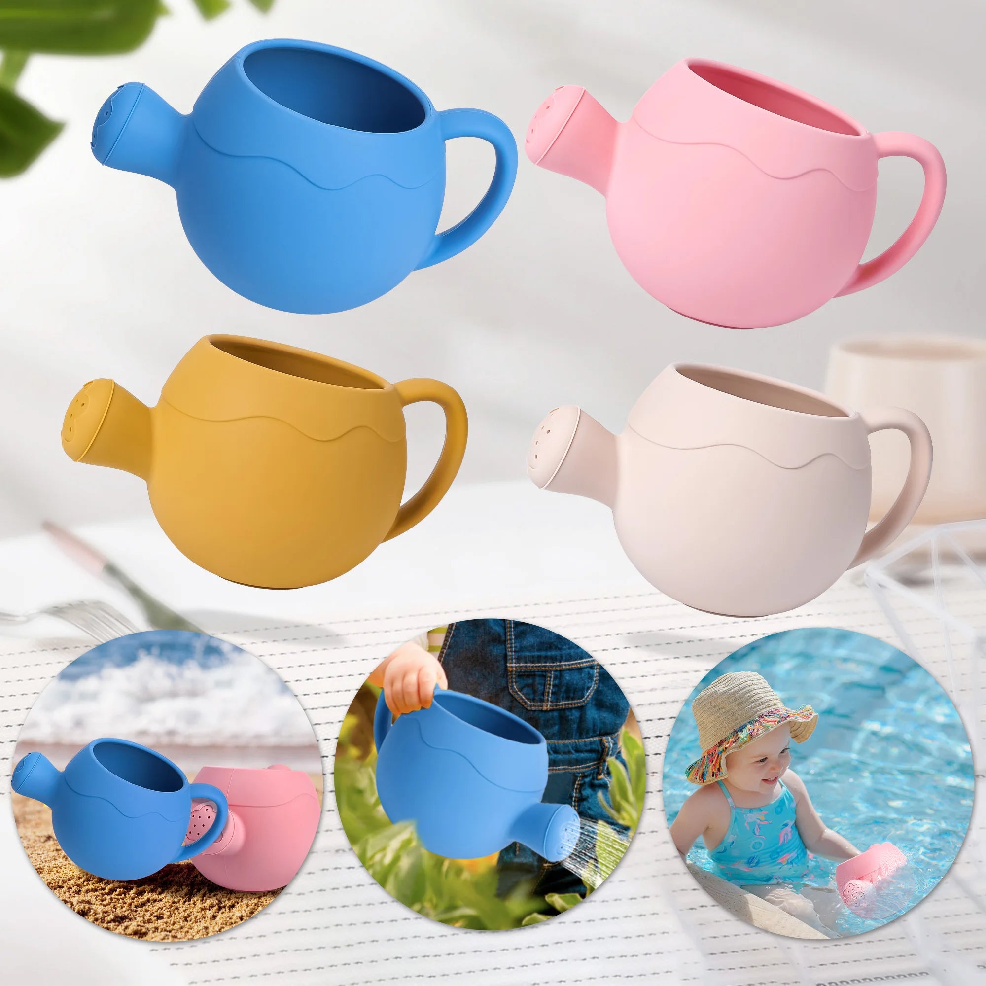 Summer Beach Toys Sand playing tools Soft Silicone Watering Pot Rake Set Play Sand Bucket Shovels Suitable for children outdoors
