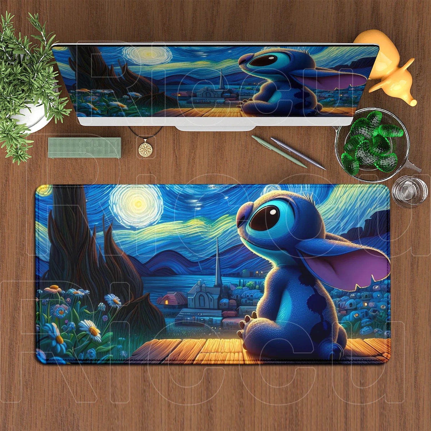 Large Gaming Mice Pad Kawaii Anime Stitch Mousepad Gamer Mausepad XXL Computer Office Speed Deskmat Keyboard Cabinet Accessories