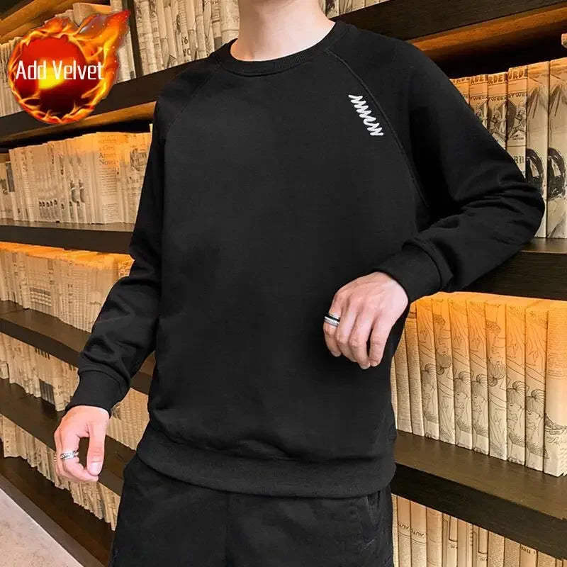 T Shirts for Men Plain Smooth Pullover Unicolor Tops Round Neck Male Clothes Polyester Fashion Trends 2025 Japan Y2k Sweatshirts