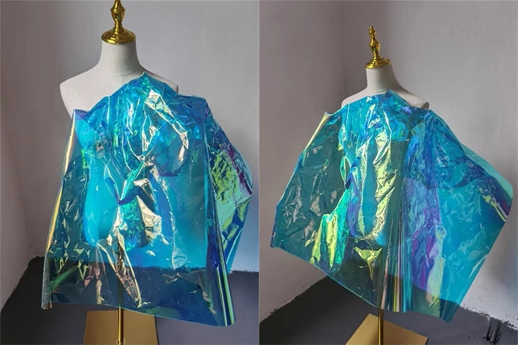 Rainbow Reflective PVC Fabric Laser Plastic Film Waterproof DIY Background Decor Bag Raincoat Coat Clothes Designer Fabric