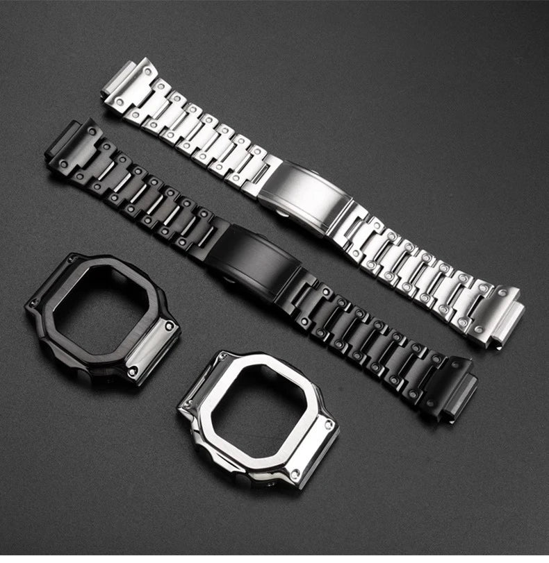 For Casio SHOCK Heart Rate Square DW-H5600 DW H5600 Stainless Steel Case Men's Stainless Steel Watch Strap Bezel Watchband Shell