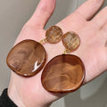 Vintage Brown Resin Statement Earrings 2025 New Trending Fashion Designers Earings For Women