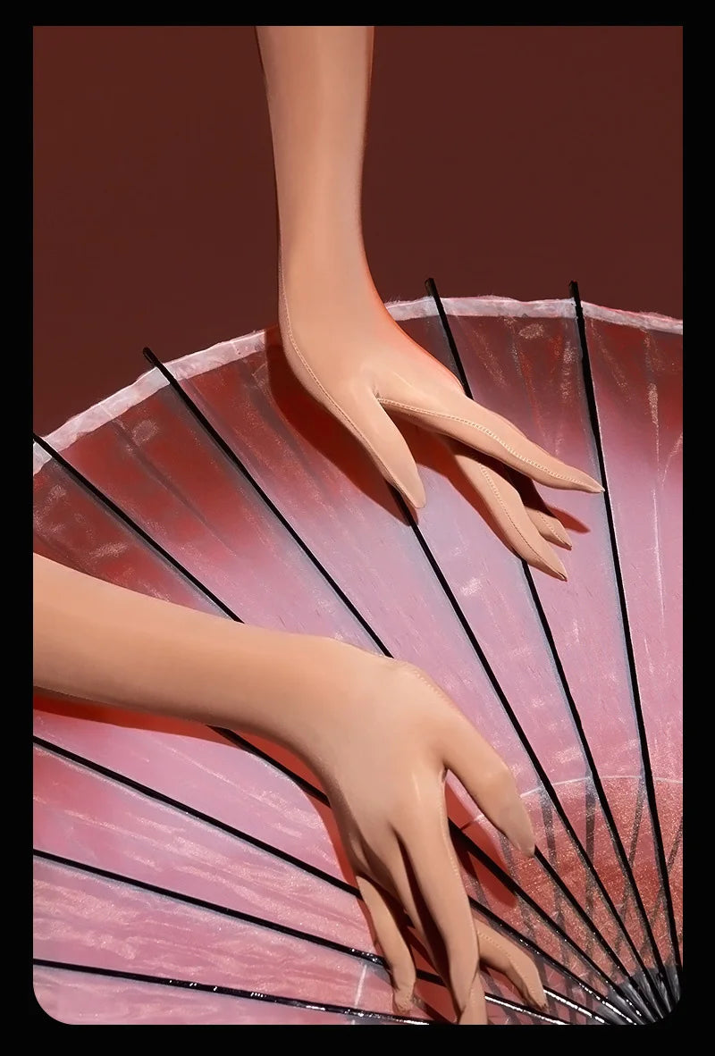 Sexy Women 8D 912 Pin Oil Glossy Shiny Elastic Glove Sheer See Through Ultrathin Sunscreen Driving Glove Luxury Candy Color