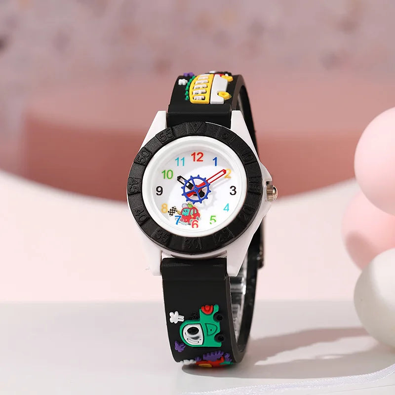 Fashion Fun Cartoon Car Children Watches Cartoon Watches Silicone Quartz Wristwatch Birthday Gift Kid Girl Boy Watch Kids' Watch