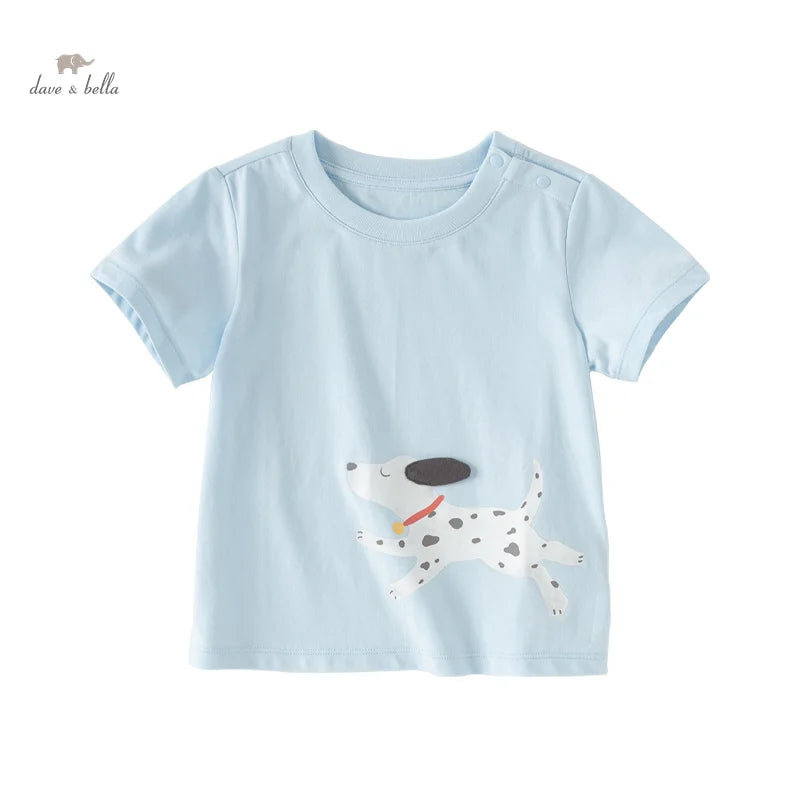 Dave Bella 2025 New Summer Girl's Boy’s Baby T-Shirt Children Top Cotton Short Sleeve Undershirt Casual Outdoor Sport DB2241110