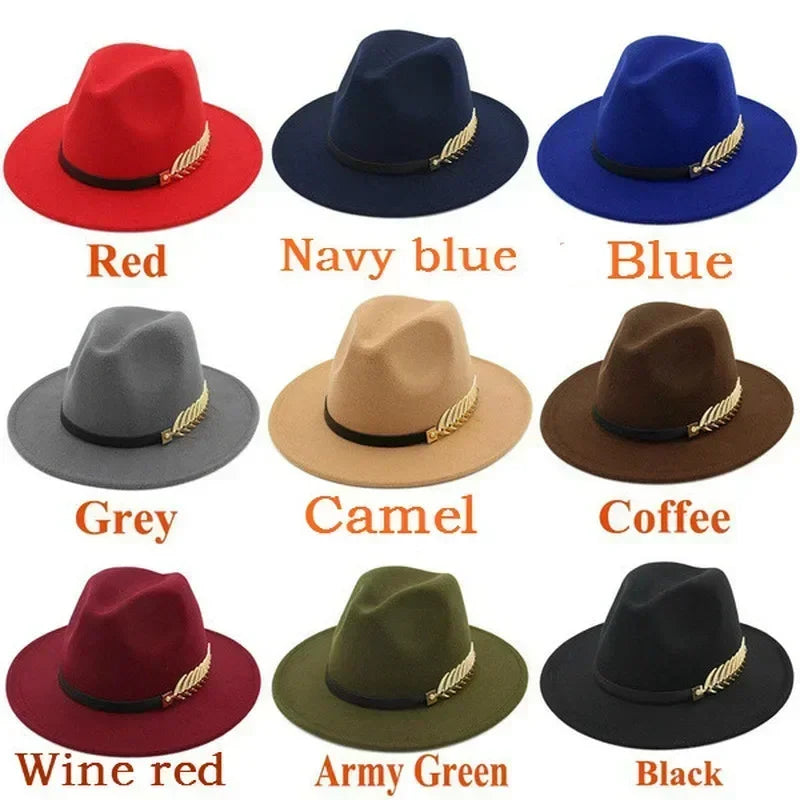 New Simple Fashion Formal Occasion Couples Woolen Hats Large Brimmed Jazz Hats Autumn And Winter Fashion British Vintage Top Hat