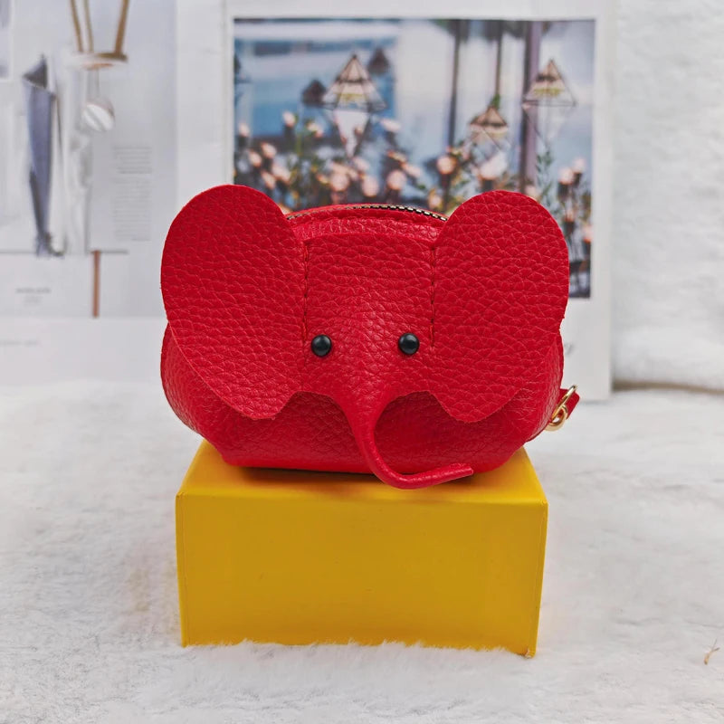 Mini leather elephant-style earphone case, coin purse, creative card holder, lipstick holder, earphones, change holder