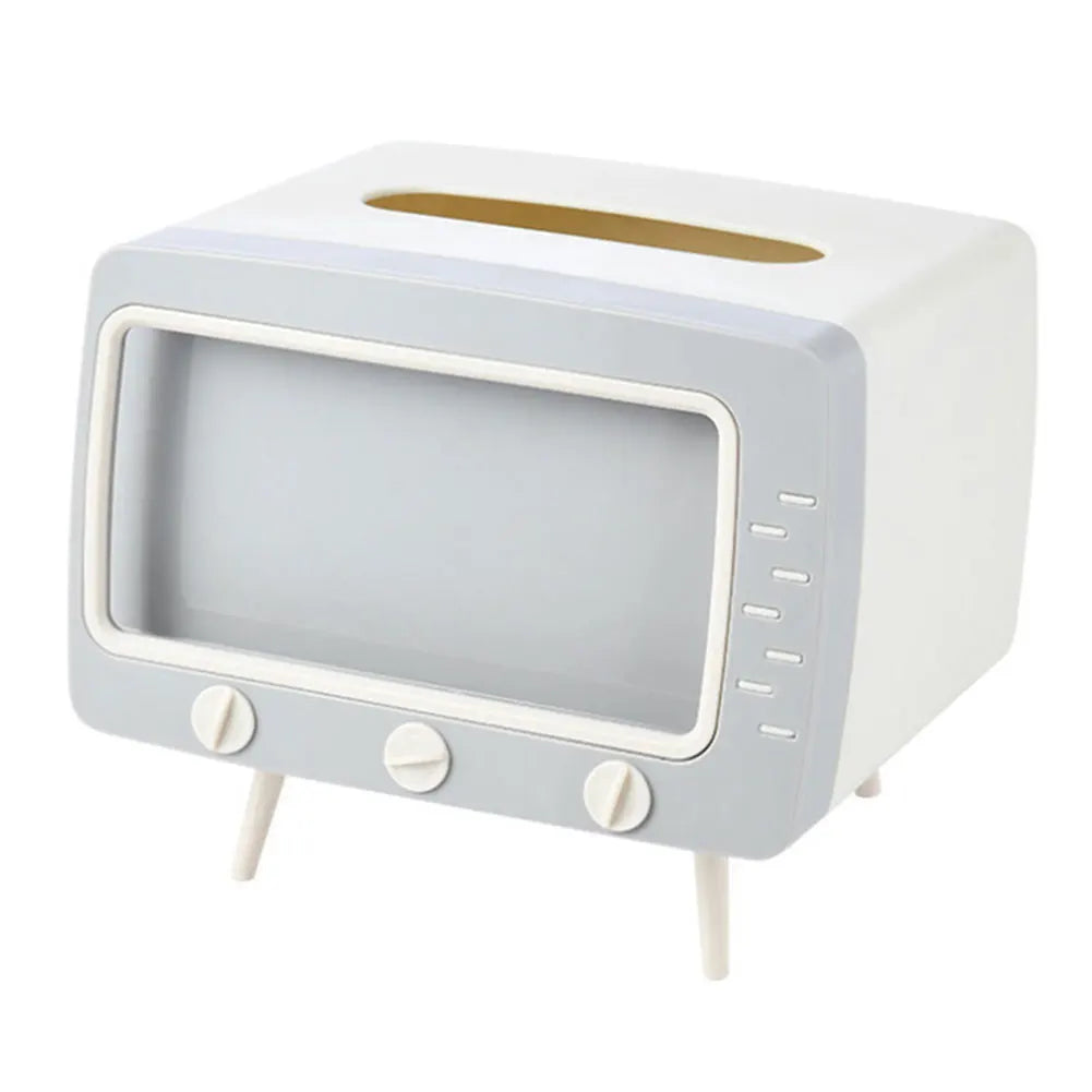Creative Cartoon TV Shape Tissue Box Mobile Phone Holder Stand Home Living Room Office Toilet Tissue Box Kawaii Desktop Decor