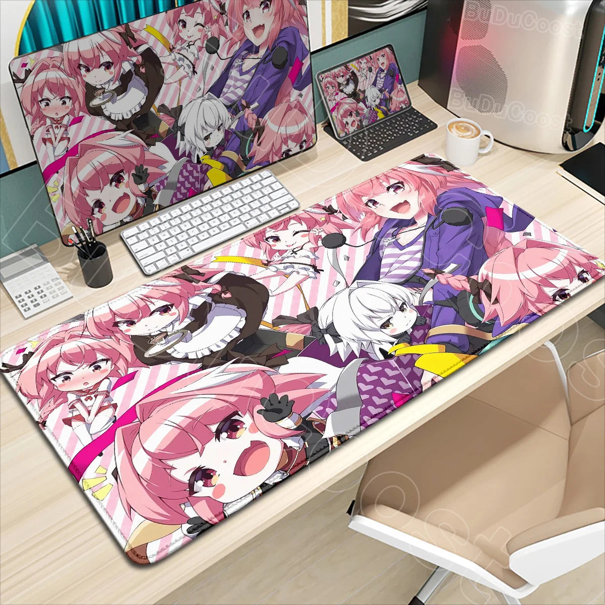 Astolfo Mousepad HD Print Anime Girl Computer Gamer Locking Edge Non-slip Rubber Mouse Pad Keyboard PC Desk Pad Table Decoration