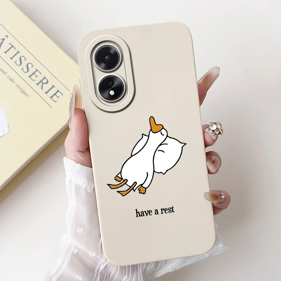 For Oppo A38 CPH2579 Phone Case New Fashion Soft Matte Silicone Rabbit Flower Goothic Style Capa For Oppo A18 CPH2591 Back Cover