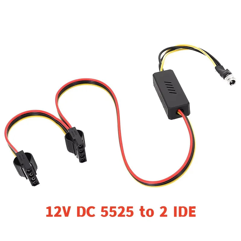 DC 5525 To Hard Disk Cable DC 12V to SATA Hard Disk Cable Step-Down Voltage Regulator DC to SATA/IDE Adapter For NAS Server PC