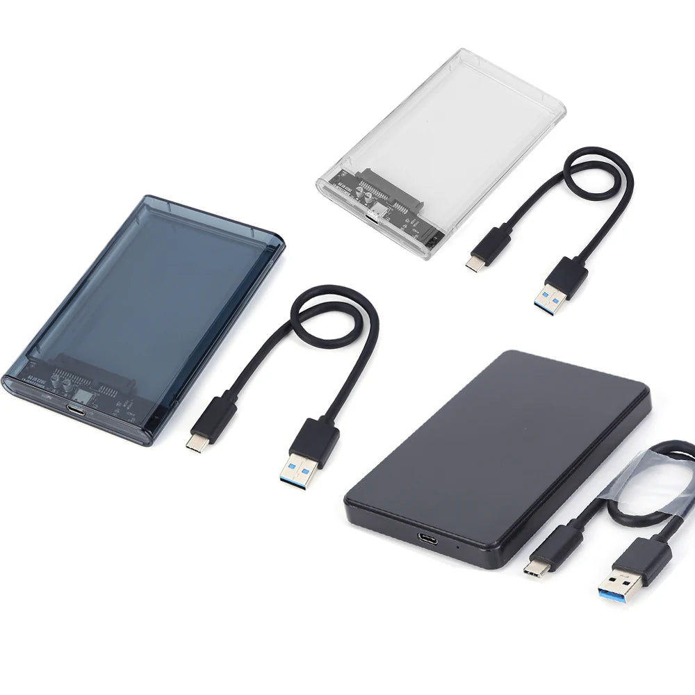 2.5 inch HDD Case SATA To USB3.1  External Hard Drive Case 5 Gbps  SSD Box USB3.0 To Type-C Transparent Black Hard Disk Box