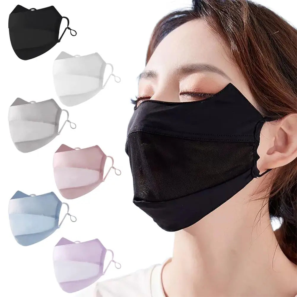 Summer Ice Silk Face Mask Women Cool Breathable Mesh Sunscreen Cover UV Shield for Outdoor Riding Driving Fishing Sport Masks