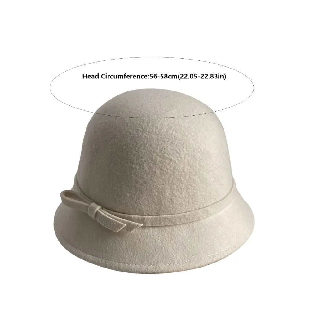 Retro Hepburnesque Felt Formal Hat Panama Cap Wealthy Heiress Style Bowknot Bucket Hat British Style Travel