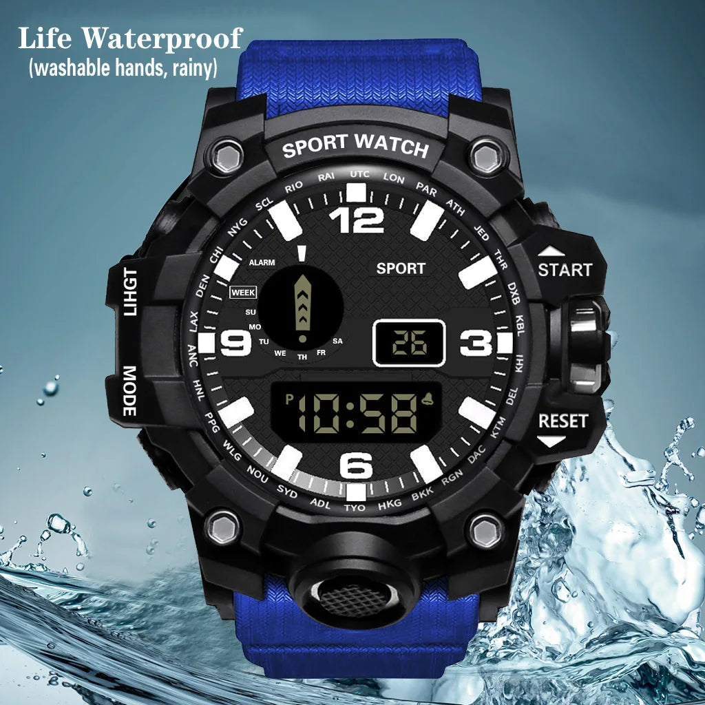 Sports Watch Men's LED Digital Watches Multifunction Military Clock Big Dial Waterproof Fitness Electronic Watch For Man