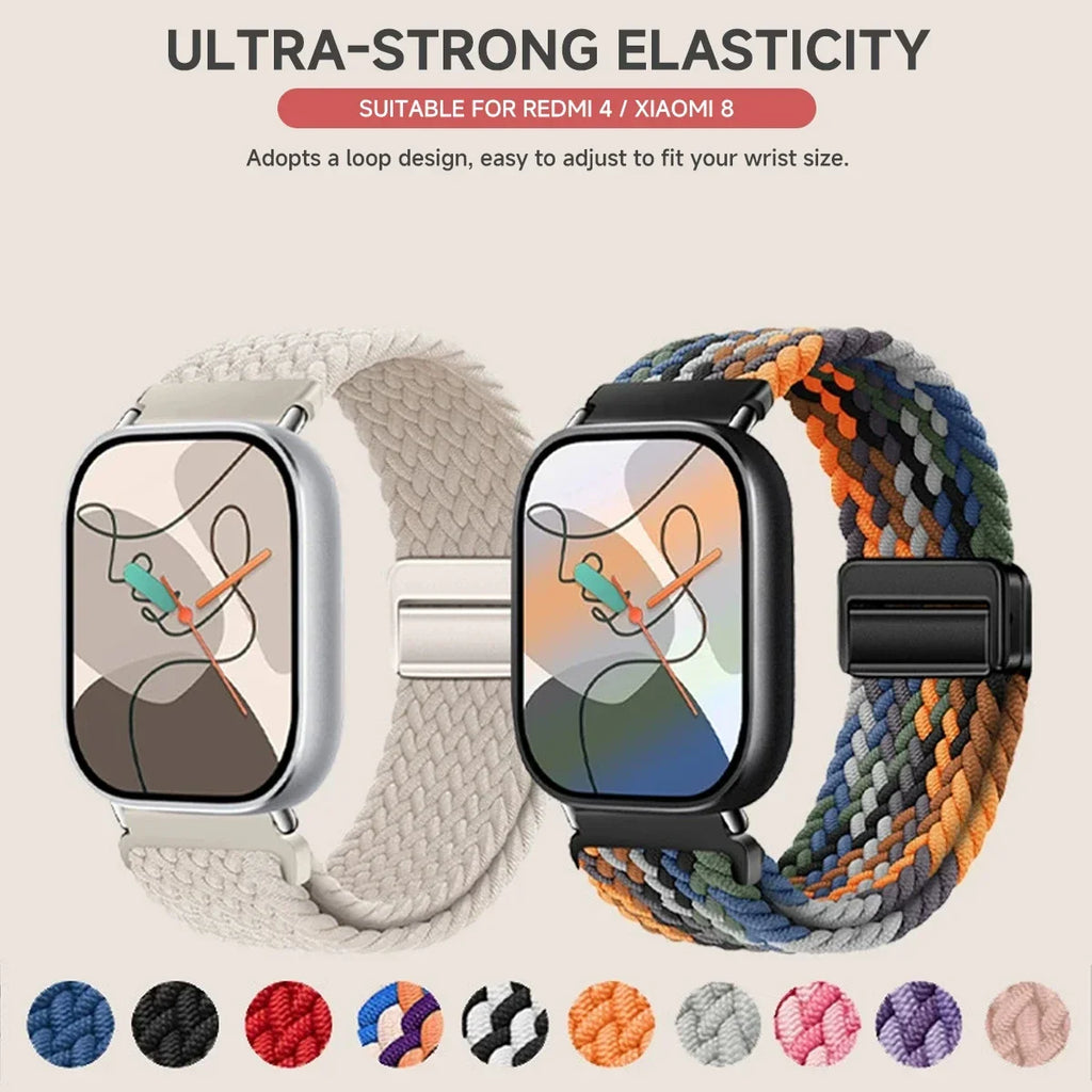 Magnetic Braided Loop For Redmi Watch 6 5 4 Strap Nylon Sport Wristband Bracelet For Xiaomi Mi Band 9 Pro/8 Pro Correa Watchband