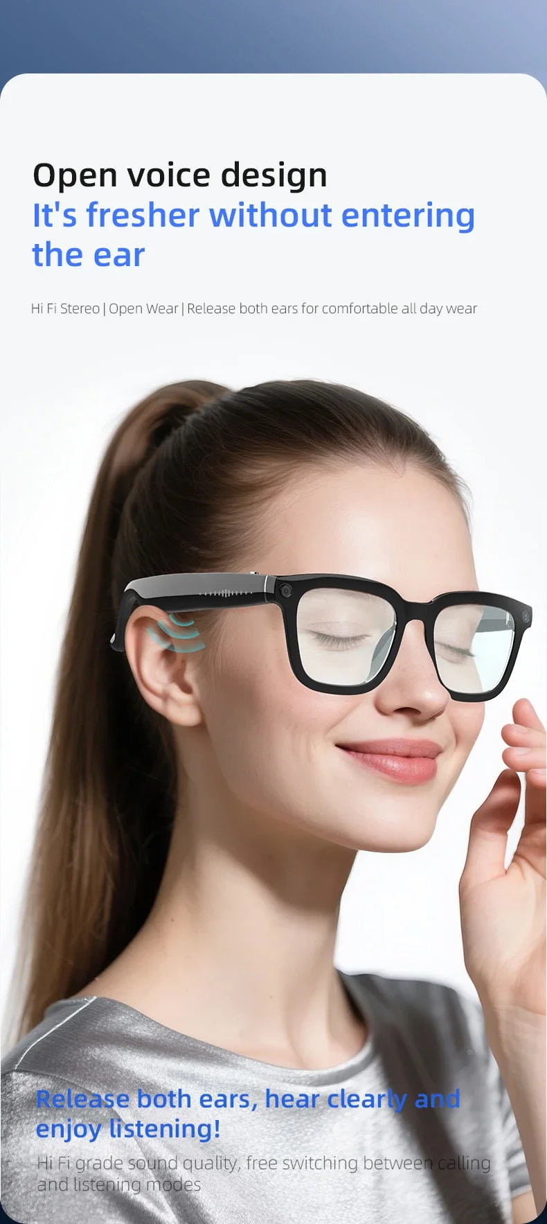 V03-T5 Smart AI Glasses HD Camera 1080P Video Recorder Life Waterproof Al Voice Translation Bluetooth Call Sunglasses Glasses