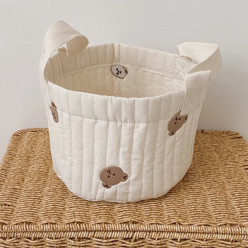 Diaper Bag Baby Items Toy Storage Bag for Newborn Crib Organizer Bedding Cotton Embroidery Mommy  Multipurpose storage basket