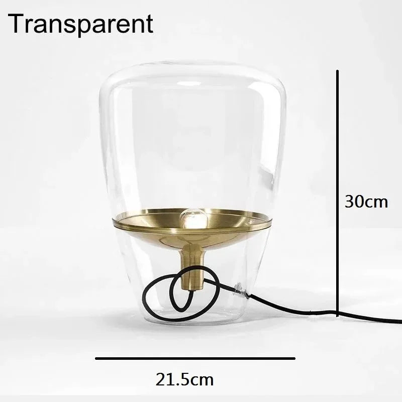 Postmodern Smoky Gray Glass Table Lamp Italian Creative Art Desktop Decoration Stand Lights Living Room Bedroom Hotel Lighting