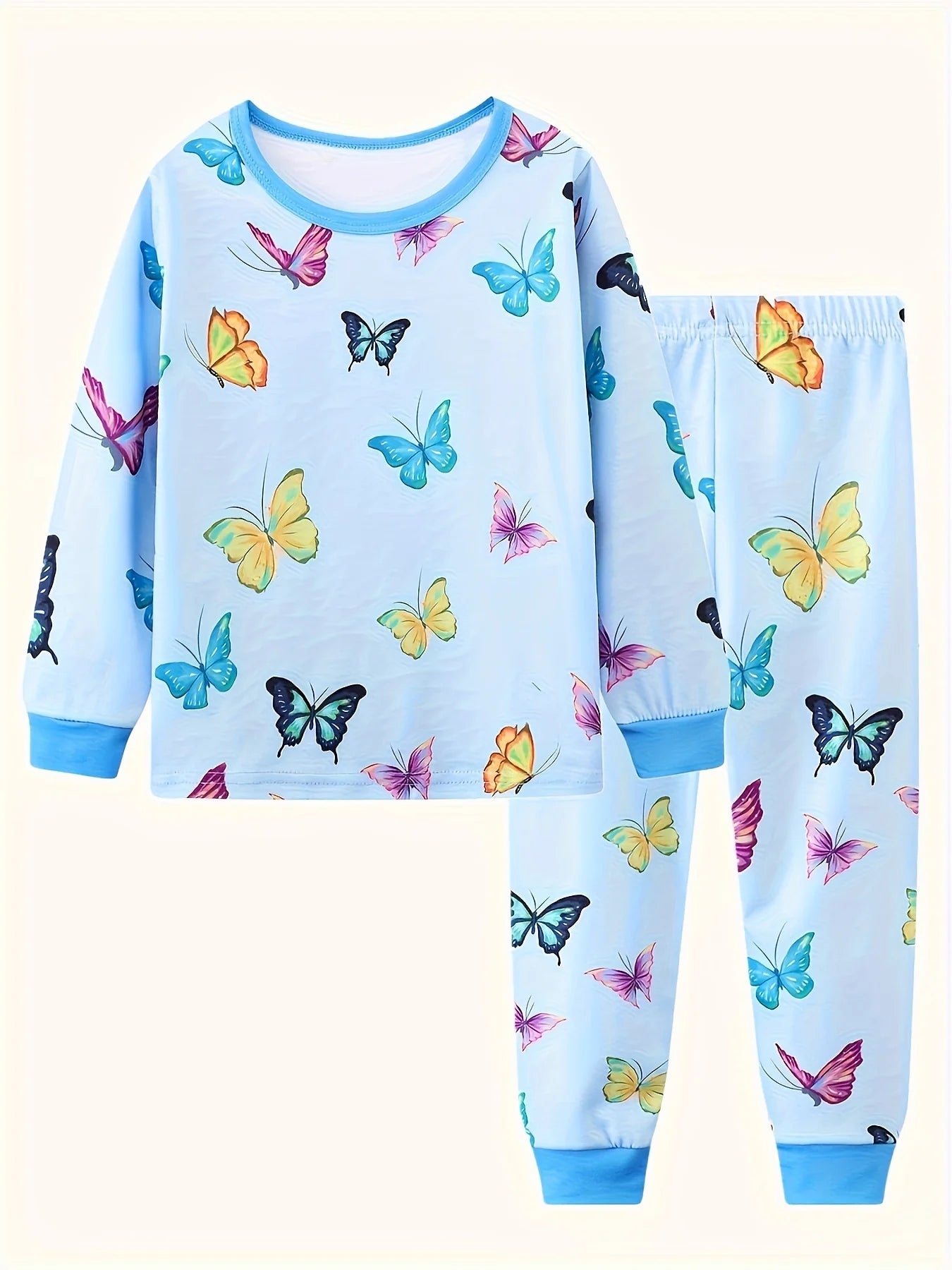 2pcs Boys Casual Crew Neck Animal Print Pajama Sets