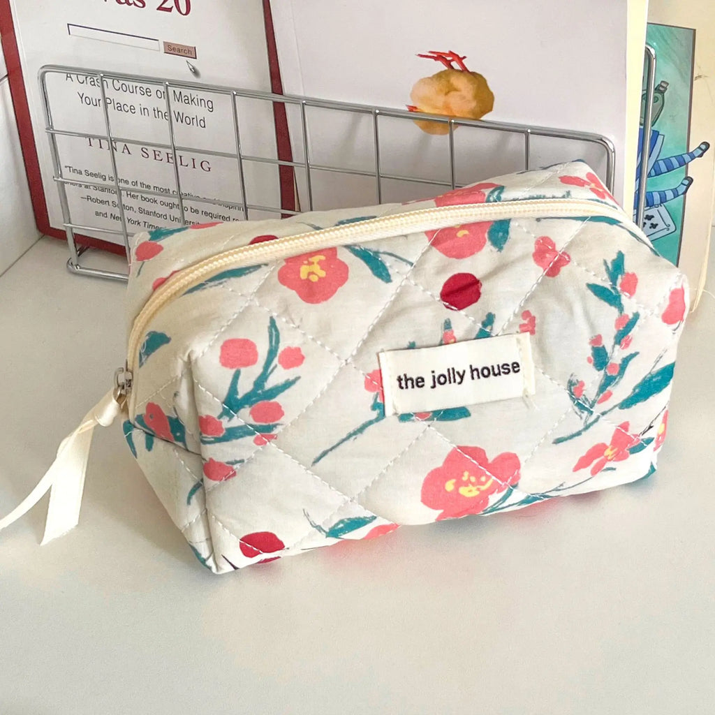 1pc/Set Pink Flower Print Makeup Bag Premium Travel Organizer Cosmetic Bag Makeup Bag Pouch Skincare Bag Toiletry Bag