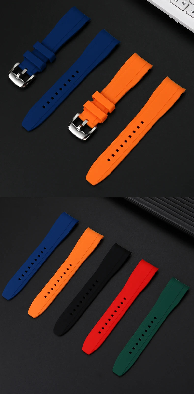 22mm curved rubber watch strap for Mido New Multiport TV Series M049.526 Watch Band Men's Soft Waterproof Wristband Bracelet
