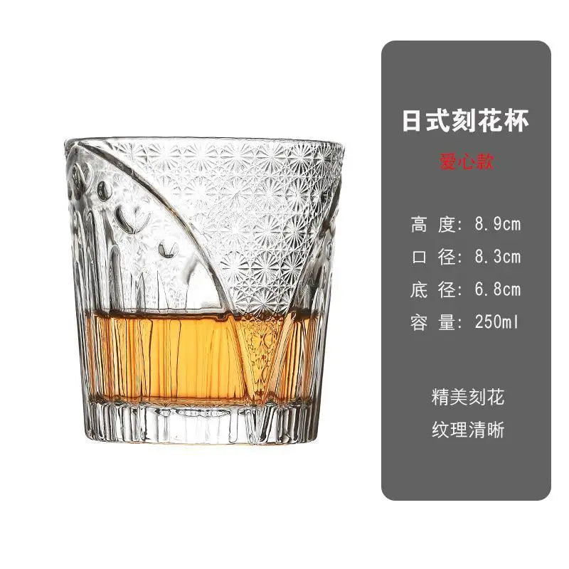 Japanese Handmade Relief Crystal Glass, High Beauty, Foreign Wine Glass, Whiskey Strong Wine Glass, Water Glass