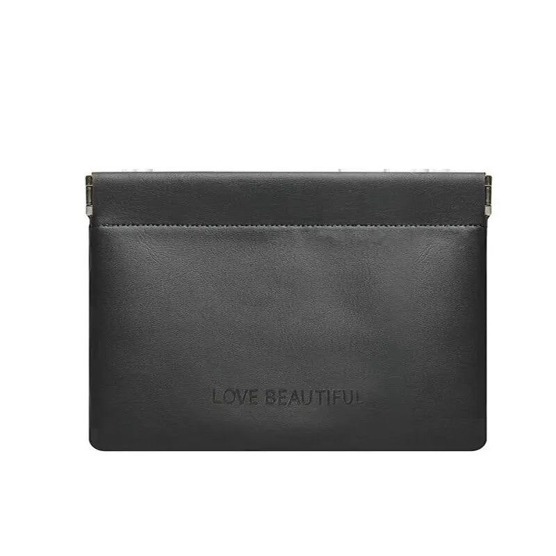 Fashion PU Leather Storage Bag Automatic Closure Waterproof Purse Portable Earphone Charging Line Cosmetic Lipstick Jewelry Bag