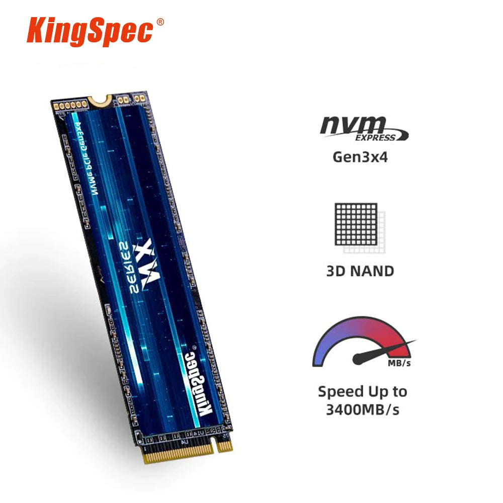 KingSpec M2 NVME SSD 128GB 256GB 512GB 1TB 2TB Ssd Speed 3400MB/s M.2 PCIe 3.0 Disk Solid State Drives NVME for Notebook Desktop