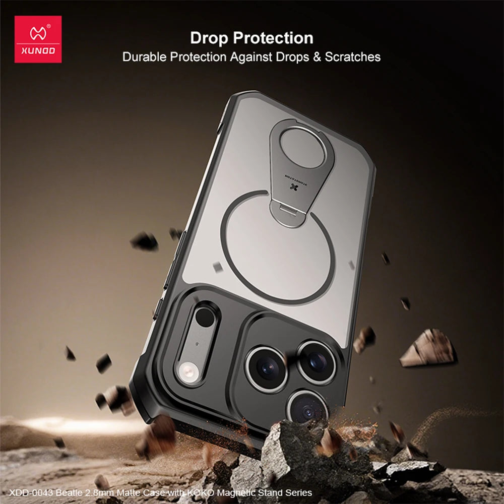 Xundd For iPhone 17 Pro Max 17 Air 17 Pro Magnetic Case with 360° Invisible Stand,PC+TPU Anti-fingerprint Anti-drop Phone Cover