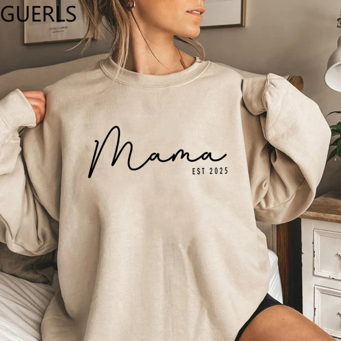 Mama Est Sweatshirt Custom Mama Est 2025 Sweatshirt Custom Mom Sweatshirts Women Hoodies Long Sleeve Crewneck Sweater Mom Gift