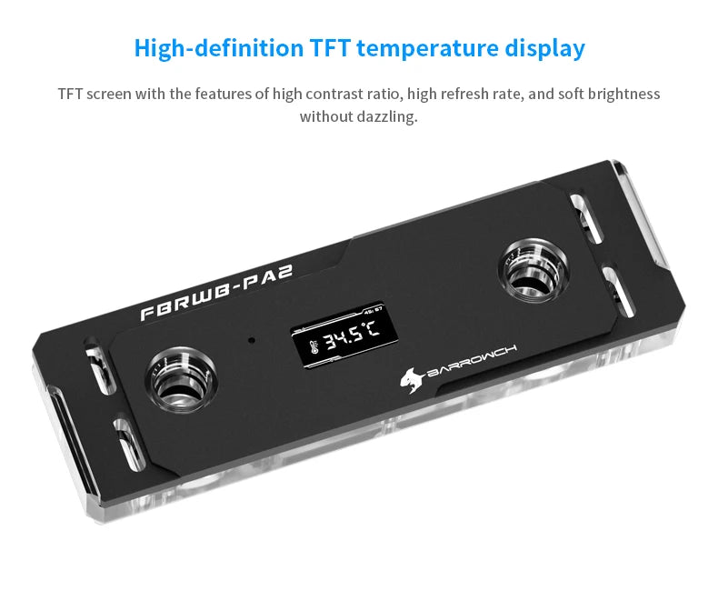 Barrowch DDR5/DDR4 Water cooler memory block memory water cooling block With TFT Digital Display 5v ARGB 3pin Lighting