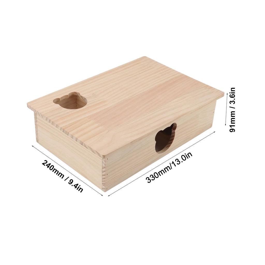 Hamster House Log Movable Roof Stable 6 Bedrooms Pet Hideout House for Hamsters Chinchillas Golden Bears Sleeping and Moving