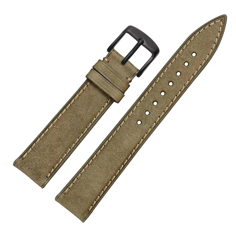 WOCCI 14mm 18mm 20mm 22mm Nubuck Italian Leather Watch Strap Bracelet Replacement Watchband for Women Men Black Green Blue Red